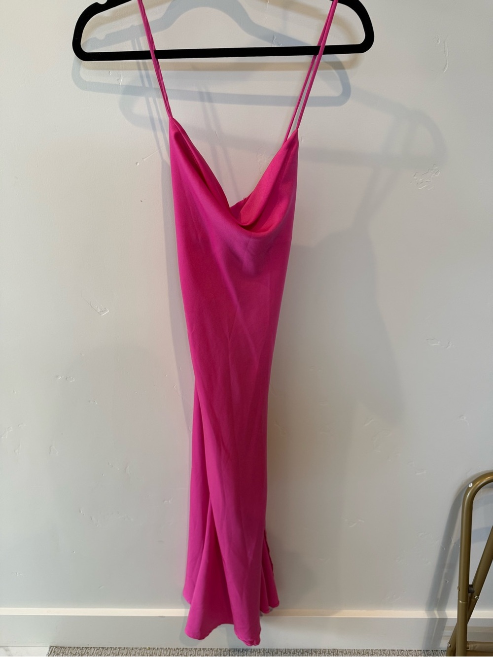 Astr Hot Pink Cowl Neck Midi Slip Dress